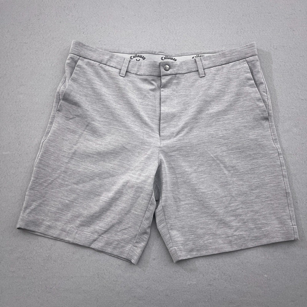 Callaway Mens Golf Shorts Gray Heathered Size 38 Performance Stretch Flat Front
